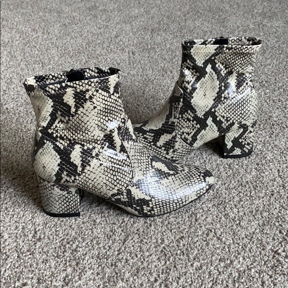 fake snakeskin booties